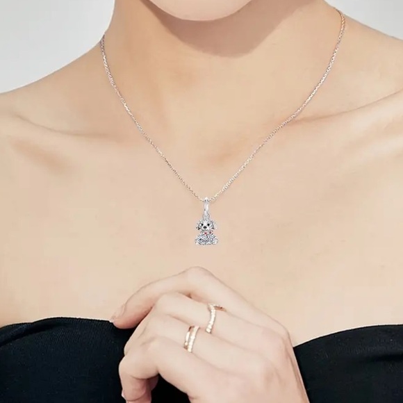 925 Sterling Sparkly Silver Dog Charm/Pendant with Red Accents - NWT - Picture 5 of 6